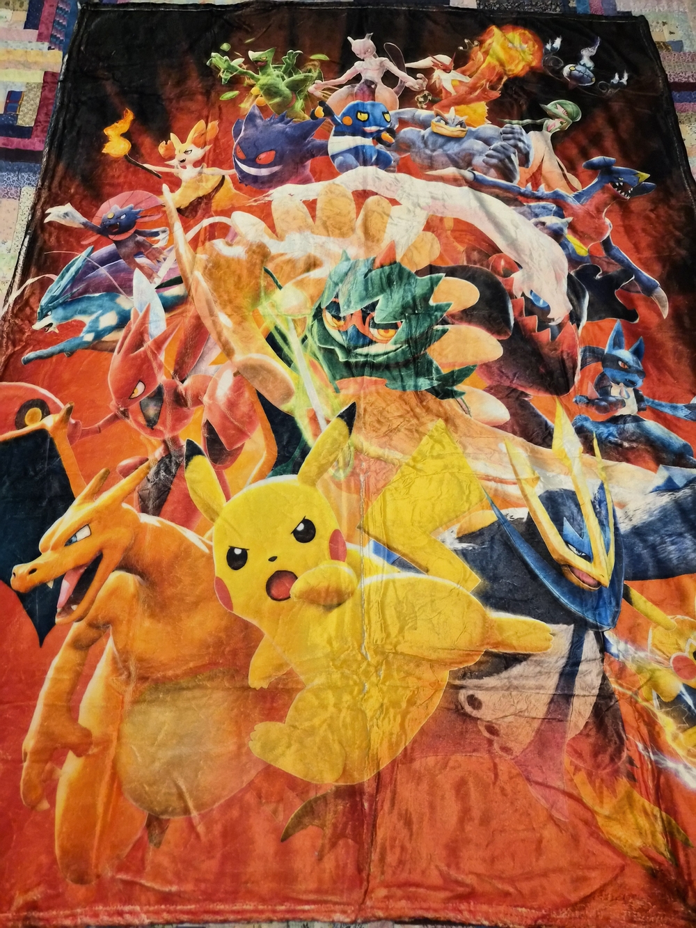 Pokémon Plush Blanket Featuring Pikachu & Charizard - New